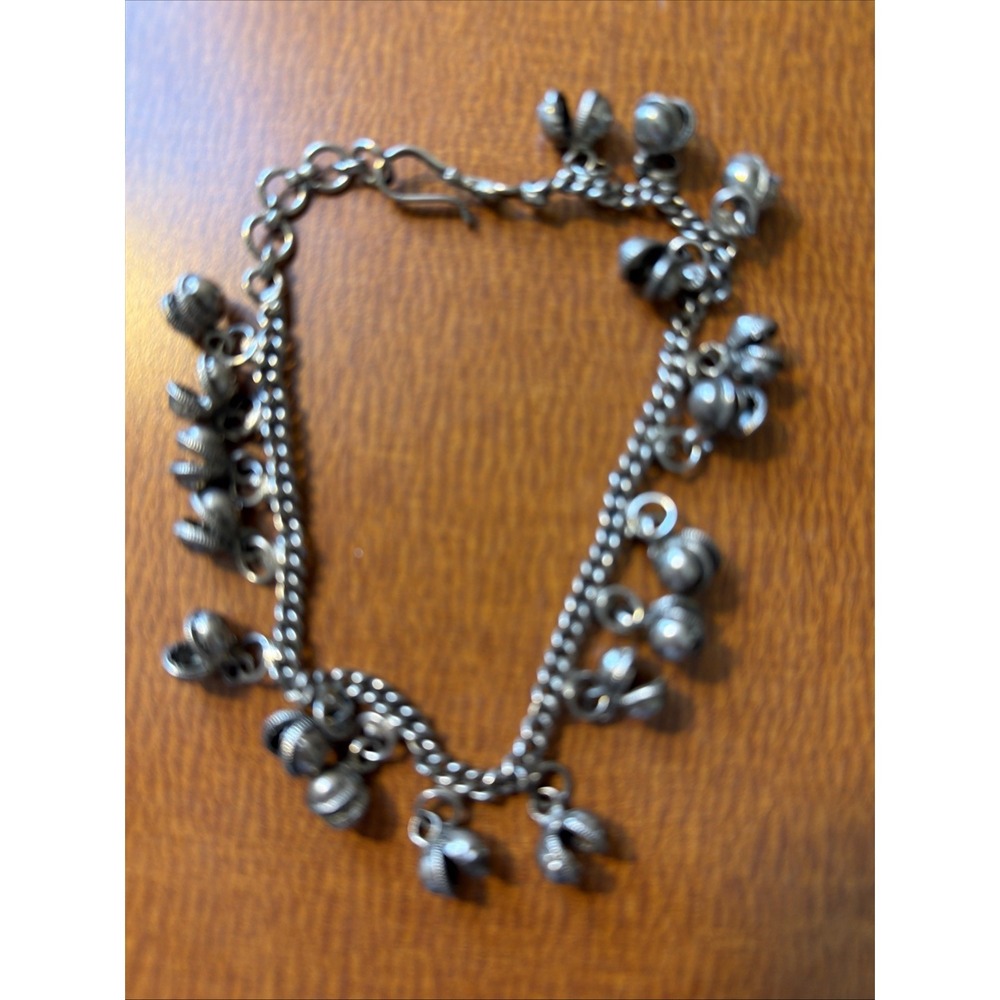 Silver Tone Jingle Charm Anklet Boho Belly Dancer